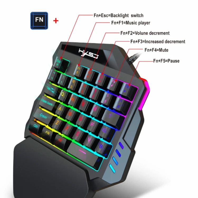 HXSJ V100A876モバイルゲーム片手有線キーボードマウスセットミニ